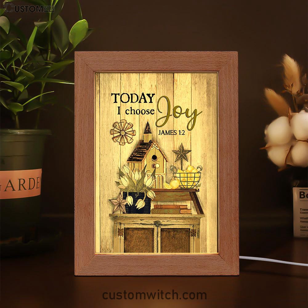 Today I Choose Joy Birdhouse Yellow Lemon Frame Lamp Art - Bible Verse Wooden Lamp - Inspirational Art - Christian Home Decor
