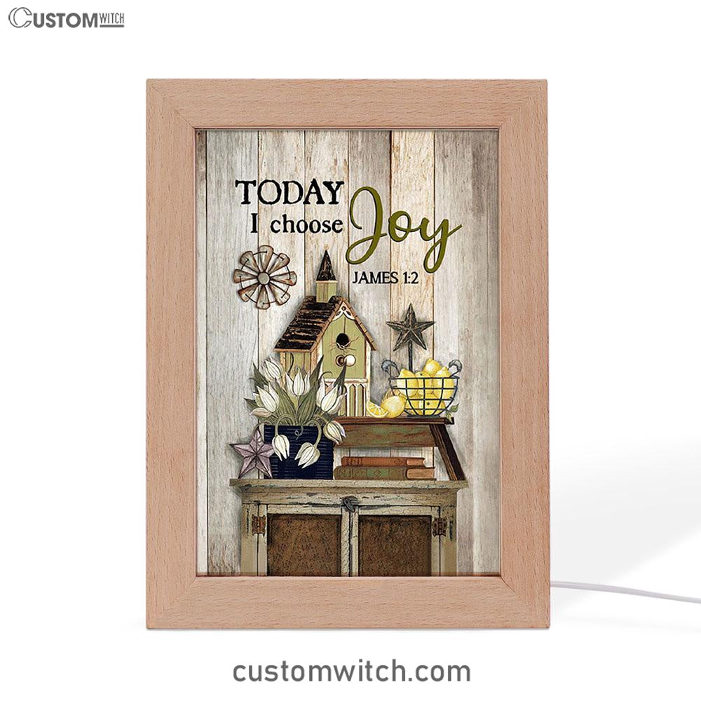 Today I Choose Joy Birdhouse Yellow Lemon Frame Lamp Art - Bible Verse Wooden Lamp - Inspirational Art - Christian Home Decor