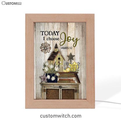Today I Choose Joy Birdhouse Yellow Lemon Frame Lamp Art - Bible Verse Wooden Lamp - Inspirational Art - Christian Home Decor