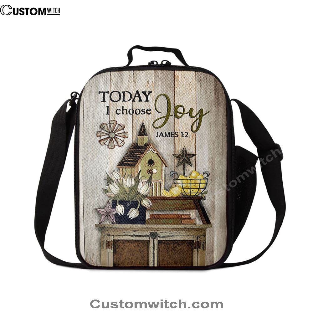 Today I Choose Joy Birdhouse Yellow Lemon Lunch Bag For Men And Women, Spiritual Christian Lunch Box For School, Work