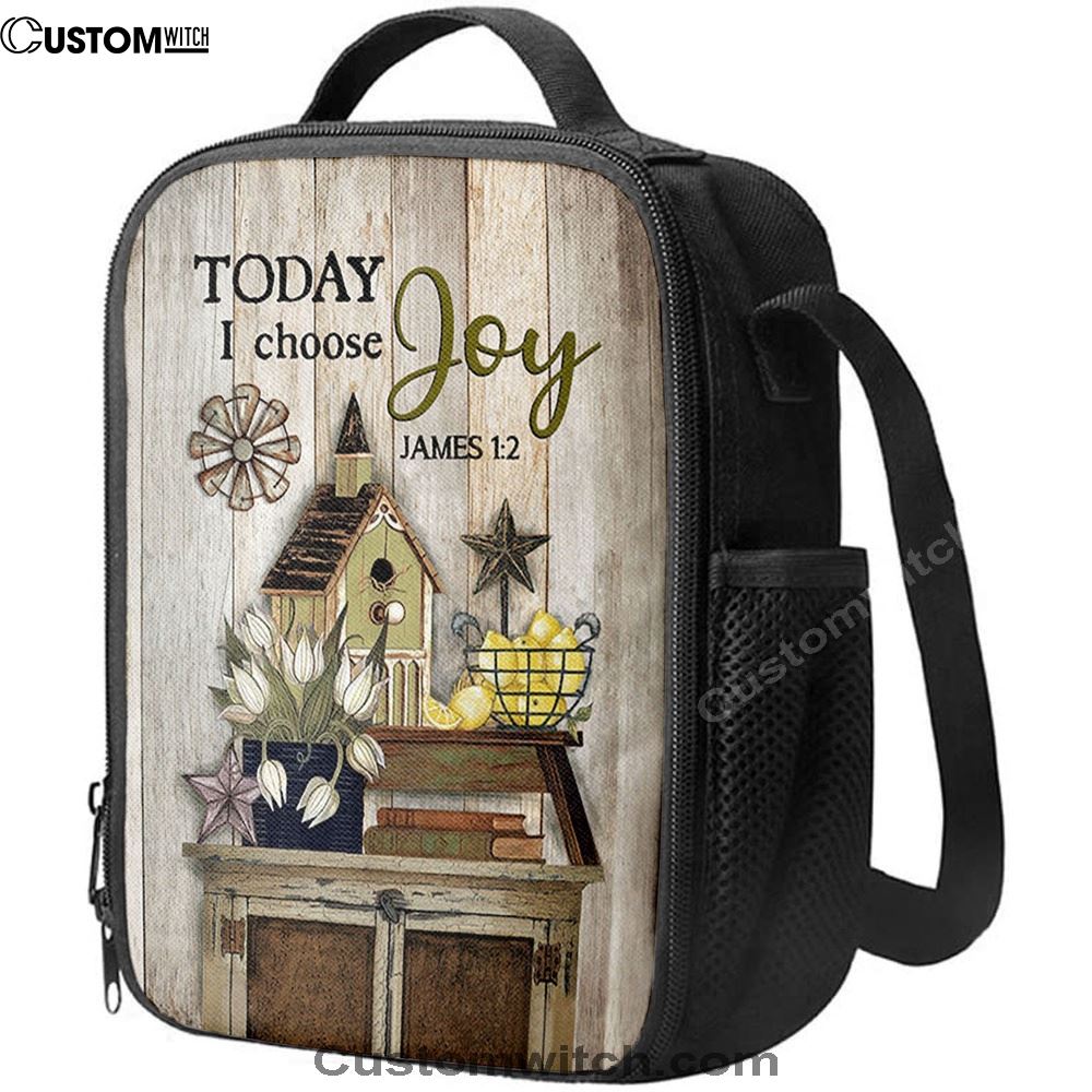 Today I Choose Joy Birdhouse Yellow Lemon Lunch Bag For Men And Women, Spiritual Christian Lunch Box For School, Work