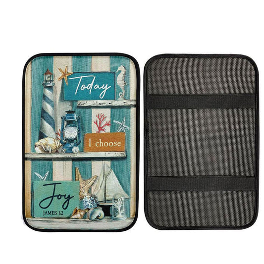 Today I Choose Joy Blue Background Car Center Console Cover, Bible Verse Car Interior Accessories