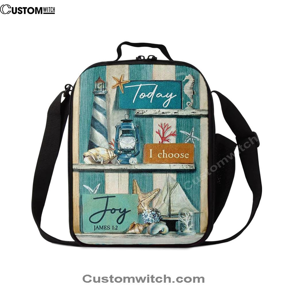 Today I Choose Joy Blue Background Lunch Bag For Men And Women, Spiritual Christian Lunch Box For School, Work