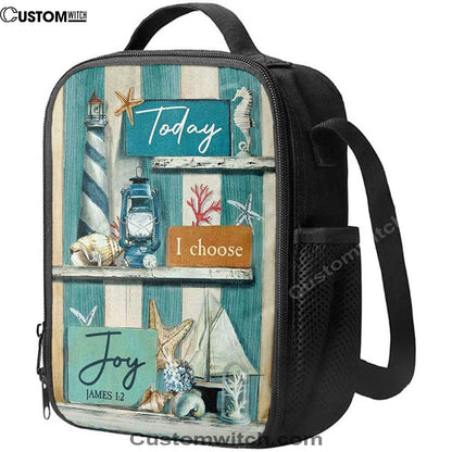 Today I Choose Joy Blue Background Lunch Bag For Men And Women, Spiritual Christian Lunch Box For School, Work