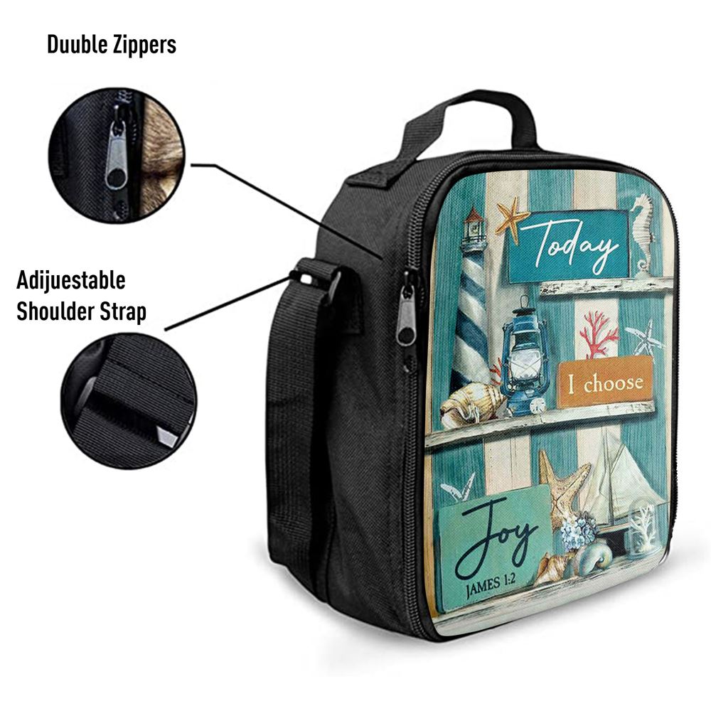 Today I Choose Joy Blue Background Lunch Bag For Men And Women, Spiritual Christian Lunch Box For School, Work