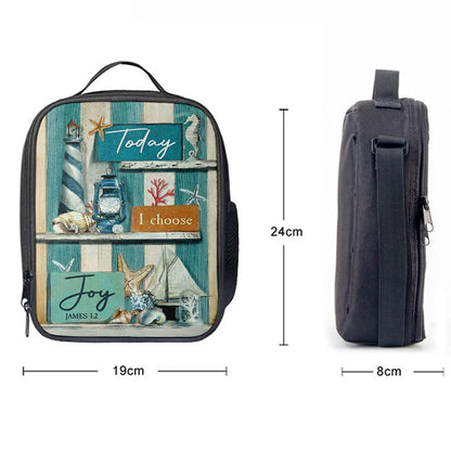 Today I Choose Joy Blue Background Lunch Bag For Men And Women, Spiritual Christian Lunch Box For School, Work