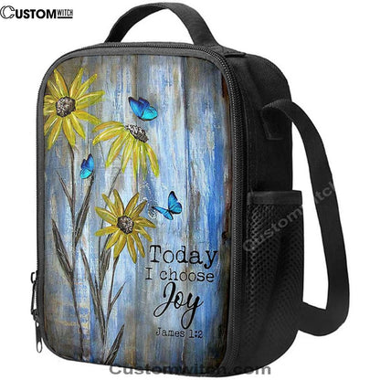 Today I Choose Joy Blue Butterfly Sunflower Lunch Bag For Men And Women, Spiritual Christian Lunch Box For School, Work