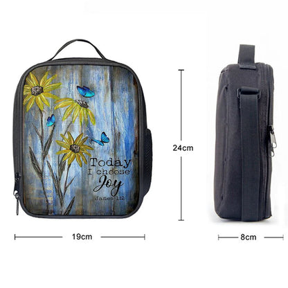 Today I Choose Joy Blue Butterfly Sunflower Lunch Bag For Men And Women, Spiritual Christian Lunch Box For School, Work