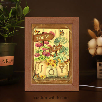 Today I Choose Joy Blue Hydrangea Butterfly Frame Lamp Art - Bible Verse Wooden Lamp - Inspirational Art - Christian Home Decor