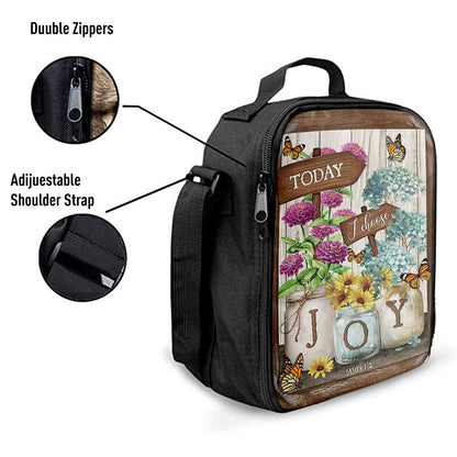 Today I Choose Joy Blue Hydrangea Butterfly Lunch Bag For Men And Women, Spiritual Christian Lunch Box For School, Work