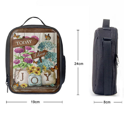 Today I Choose Joy Blue Hydrangea Butterfly Lunch Bag For Men And Women, Spiritual Christian Lunch Box For School, Work