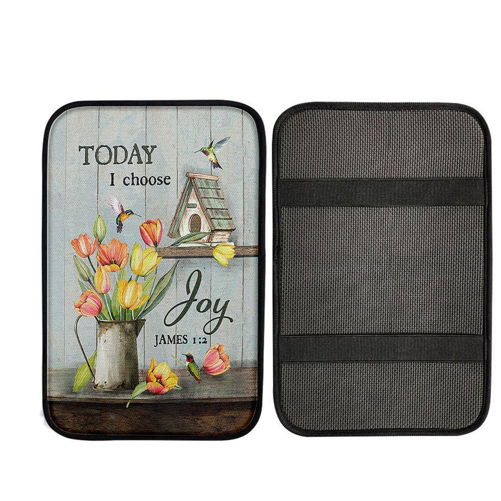 Today I Choose Joy Brilliant Tulip Car Armrest Pad, Religious Car Interior Accessories