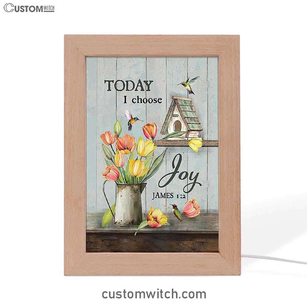 Today I Choose Joy Brilliant Tulip Frame Lamp - Christian Art - Religious Home Decor