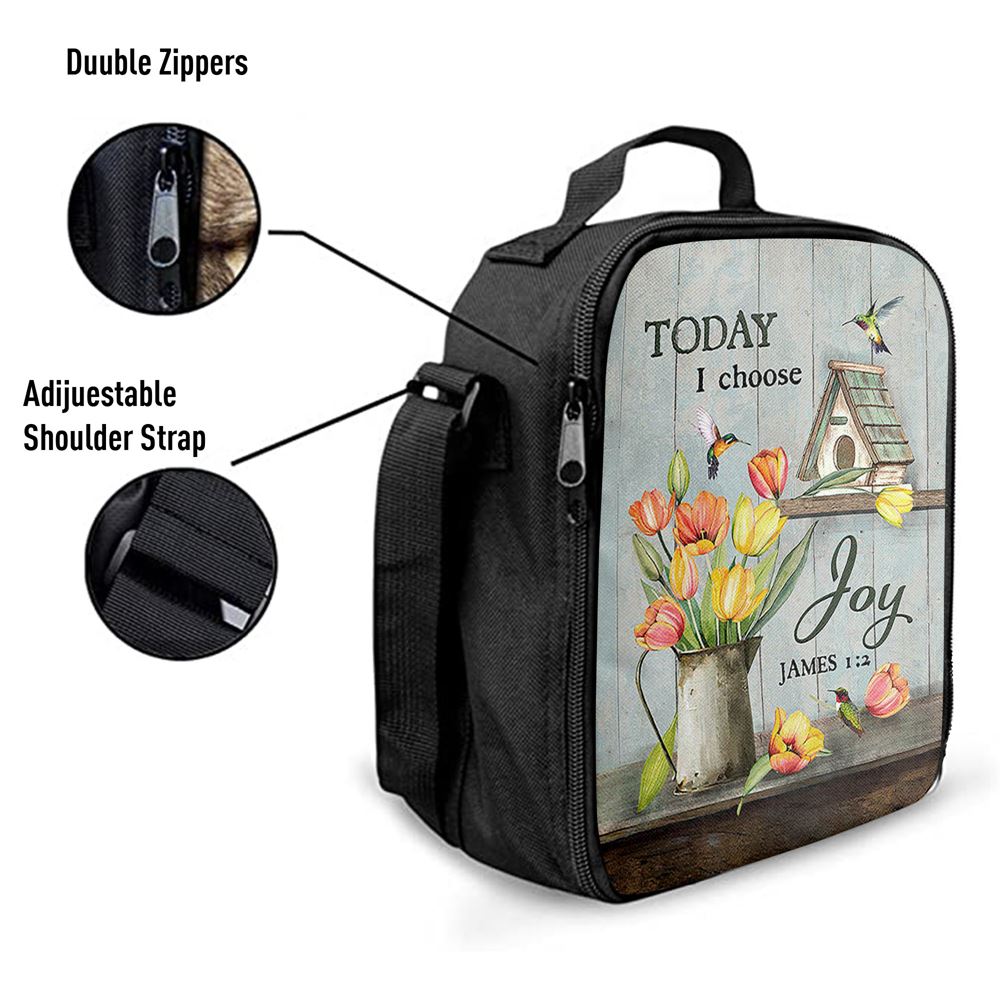 Today I Choose Joy Brilliant Tulip Lunch Bag For Men And Women, Spiritual Christian Lunch Box For School, Work