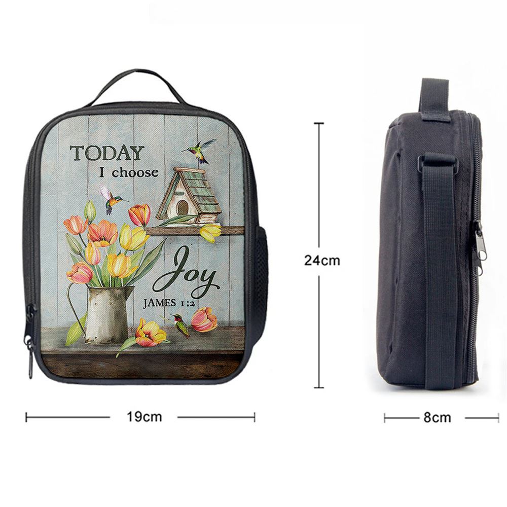 Today I Choose Joy Brilliant Tulip Lunch Bag For Men And Women, Spiritual Christian Lunch Box For School, Work