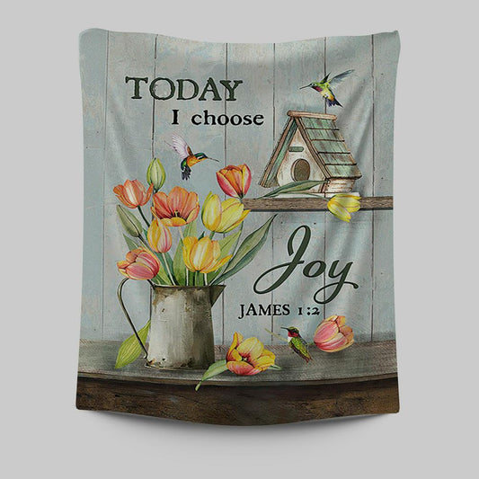Today I Choose Joy Brilliant Tulip Tapestry - Christian Wall Art - Religious Home Decor
