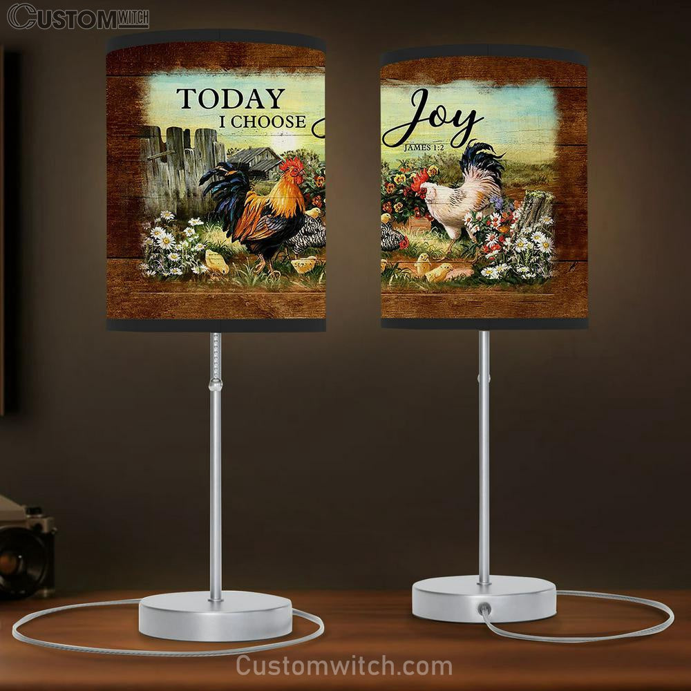 Today I Choose Joy Chicken Farm Table Lamb Gift - Bible Verse Table Lamb - Religious Bedroom Decor