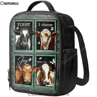 Today I Choose Joy Cow Mint Window Butterfly Lunch Bag For Men And Women, Spiritual Christian Lunch Box For School, Work