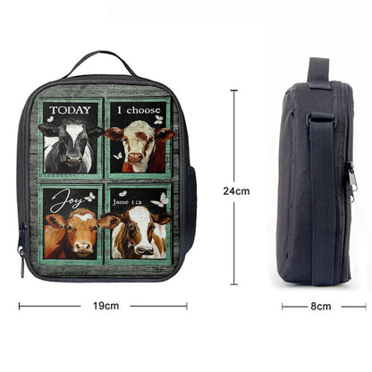 Today I Choose Joy Cow Mint Window Butterfly Lunch Bag For Men And Women, Spiritual Christian Lunch Box For School, Work