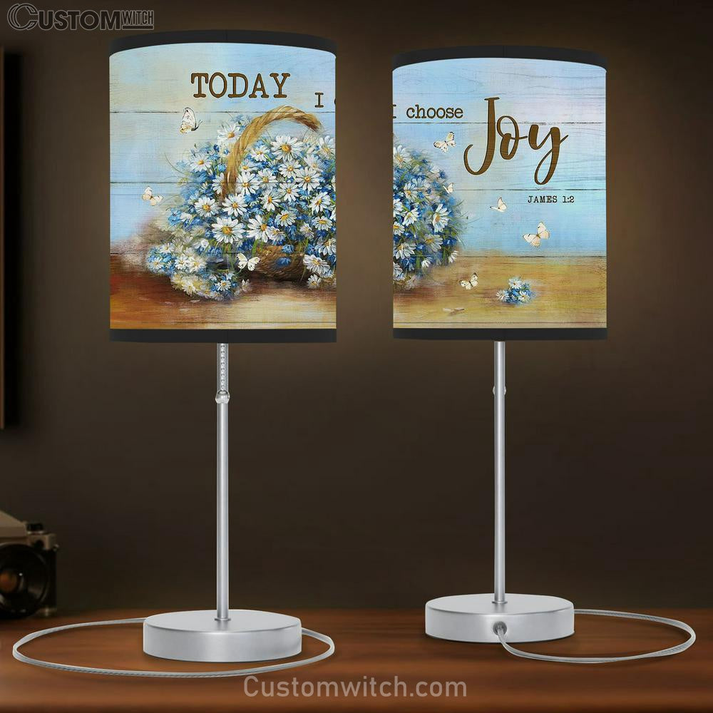 Today I Choose Joy Daisy Butterfly Table Lamb Gift - Bible Verse Table Lamb - Religious Bedroom Decor