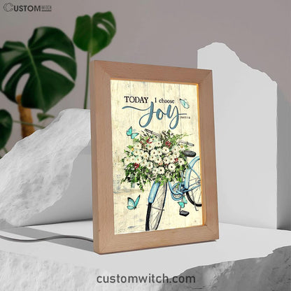 Today I Choose Joy Daisy Flower Blue Bicycle Butterfly Frame Lamp Print - Inspirational Frame Lamp Art - Christian Art Home Decor