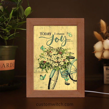 Today I Choose Joy Daisy Flower Blue Bicycle Butterfly Frame Lamp Print - Inspirational Frame Lamp Art - Christian Art Home Decor