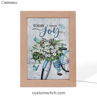 Today I Choose Joy Daisy Flower Blue Bicycle Butterfly Frame Lamp Print - Inspirational Frame Lamp Art - Christian Art Home Decor