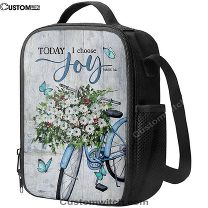 Today I Choose Joy Daisy Flower Blue Bicycle Butterfly Lunch Bag For Men And Women, Spiritual Christian Lunch Box For School, Work