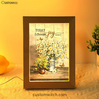 Today I Choose Joy Daisy Flower Butterfly Frame Lamp Art - Bible Verse Wooden Lamp - Inspirational Art - Christian Home Decor