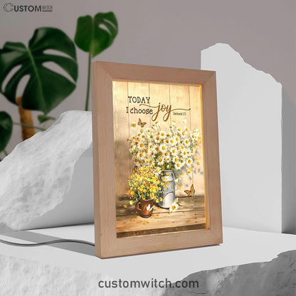 Today I Choose Joy Daisy Flower Butterfly Frame Lamp Art - Bible Verse Wooden Lamp - Inspirational Art - Christian Home Decor