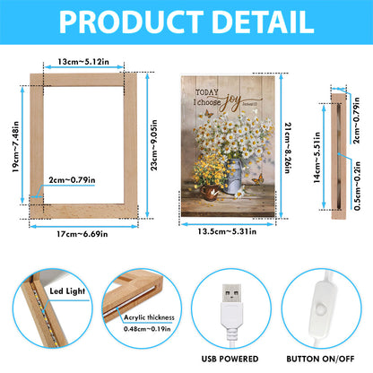 Today I Choose Joy Daisy Flower Butterfly Frame Lamp Art - Bible Verse Wooden Lamp - Inspirational Art - Christian Home Decor