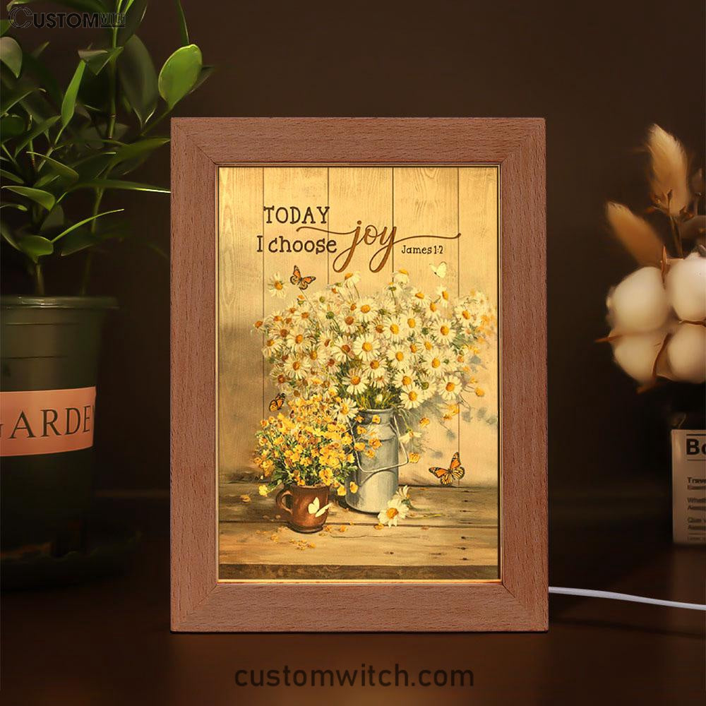Today I Choose Joy Daisy Flower Butterfly Frame Lamp Art - Bible Verse Wooden Lamp - Inspirational Art - Christian Home Decor