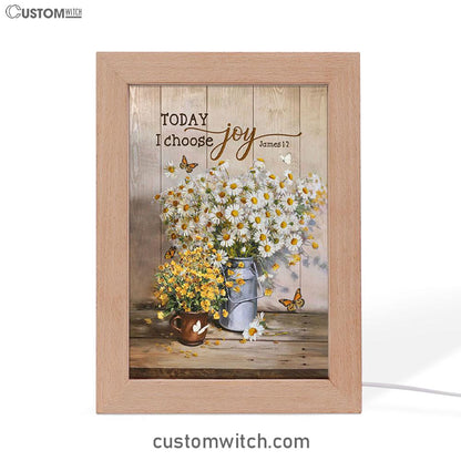 Today I Choose Joy Daisy Flower Butterfly Frame Lamp Art - Bible Verse Wooden Lamp - Inspirational Art - Christian Home Decor