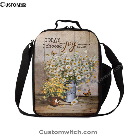 Today I Choose Joy Daisy Flower Butterfly Lunch Bag For Men And Women, Spiritual Christian Lunch Box For School, Work