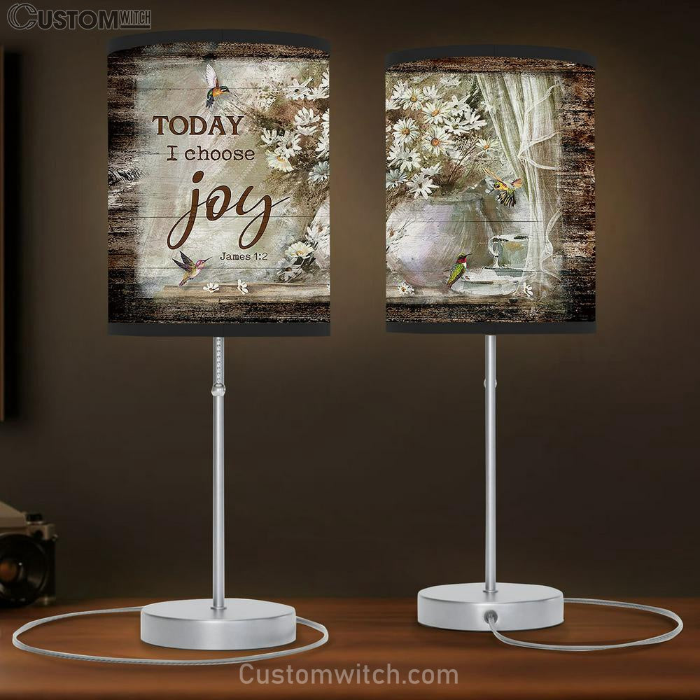 Today I Choose Joy Daisy Hummingbird Table Lamb Art - Christian Lamb Gift Decor - Bible Verse Table Lamb