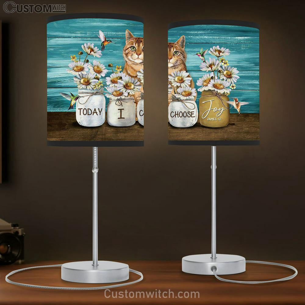 Today I Choose Joy Daisy Vase Hummingbird Yellow Cat Table Lamb Gift - Bible Verse Table Lamb - Religious Bedroom Decor