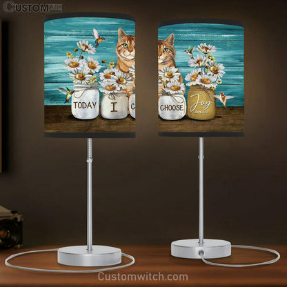 Today I Choose Joy Daisy Vase Hummingbird Yellow Cat Table Lamb Gift - Bible Verse Table Lamb - Religious Bedroom Decor