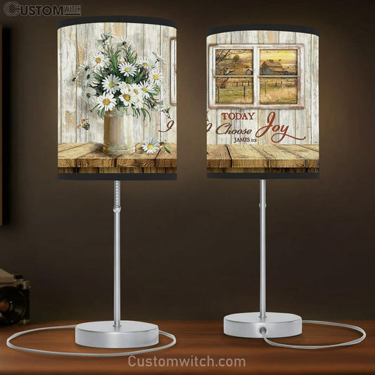 Today I Choose Joy Daisy Vase Window Frame Table Lamb Gift - Bible Verse Table Lamb - Religious Bedroom Decor