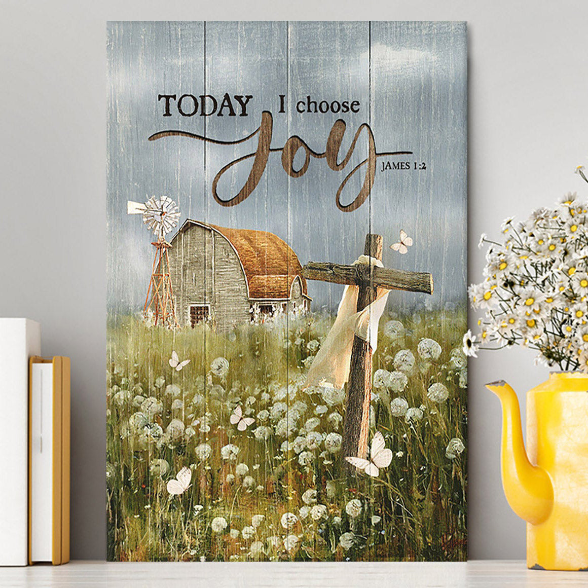 Today I Choose Joy Dandelion Field Canvas Print - Inspirational Canvas Art - Christian Wall Art Home Decor