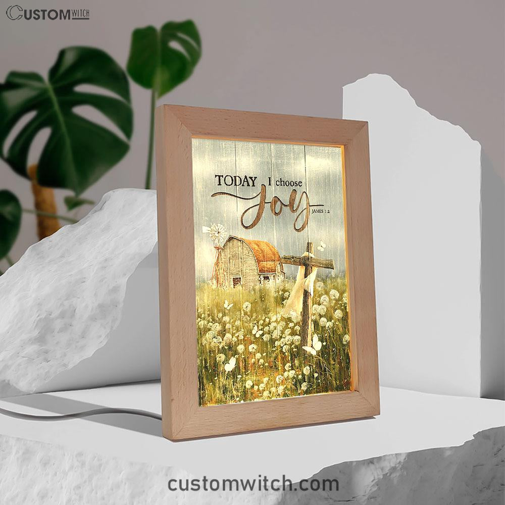 Today I Choose Joy Dandelion Field Frame Lamp Print - Inspirational Frame Lamp Art - Christian Art Home Decor