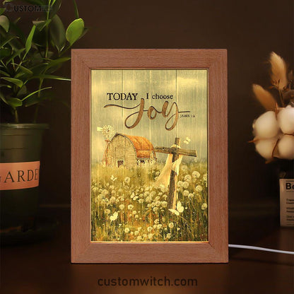 Today I Choose Joy Dandelion Field Frame Lamp Print - Inspirational Frame Lamp Art - Christian Art Home Decor
