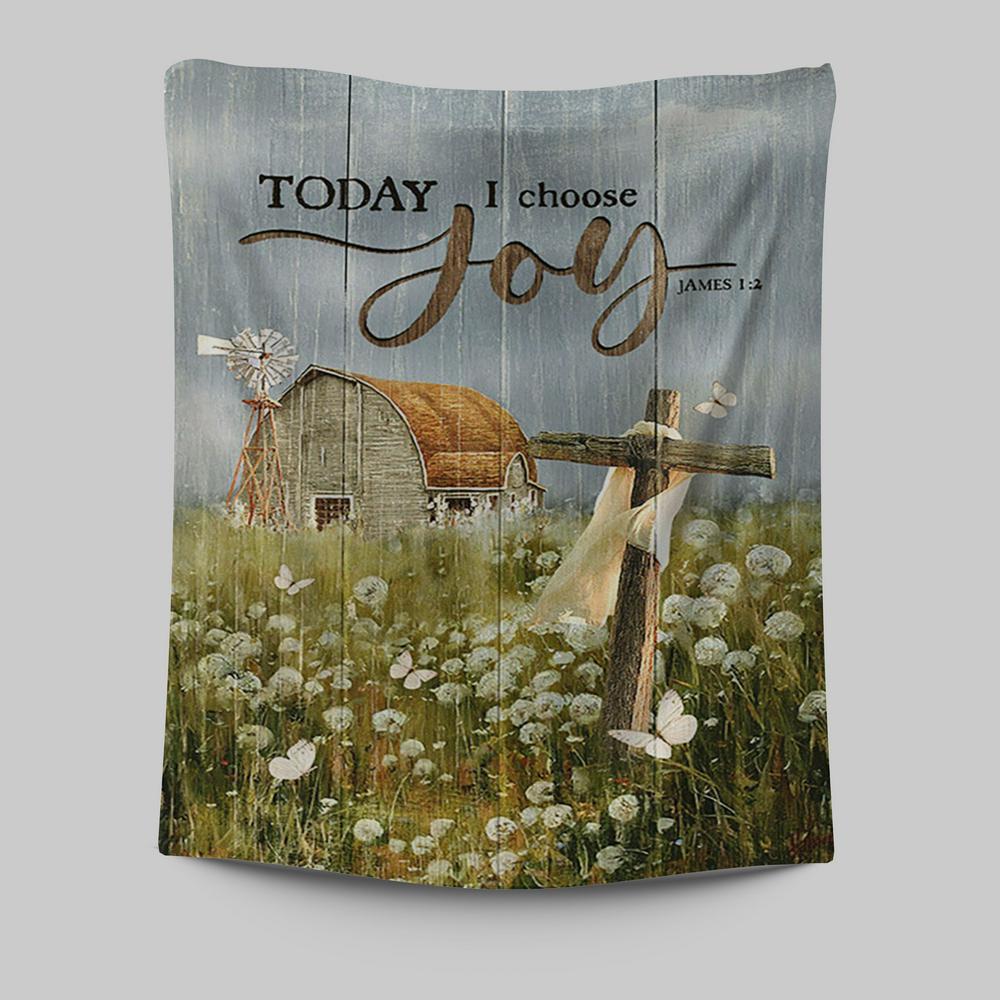 Today I Choose Joy Dandelion Field Tapestry Print - Inspirational Tapestry Art - Christian Wall Art Home Decor