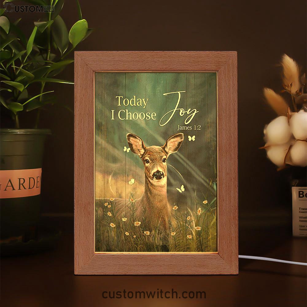 Today I Choose Joy Deer Butterfly Flower Field Frame Lamp Art - Bible Verse Wooden Lamp - Inspirational Art - Christian Home Decor