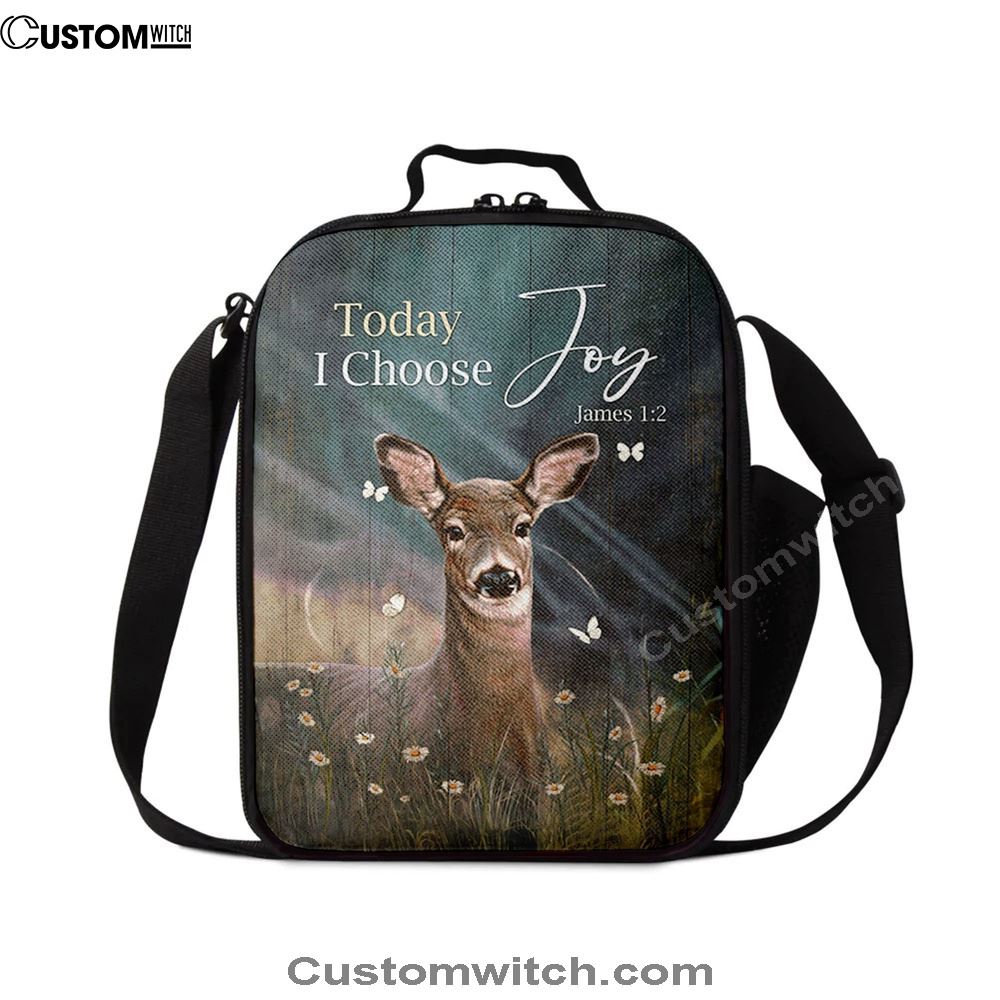Today I Choose Joy Deer Butterfly Flower Field Lunch Bag For Men And Women, Spiritual Christian Lunch Box For School, Work