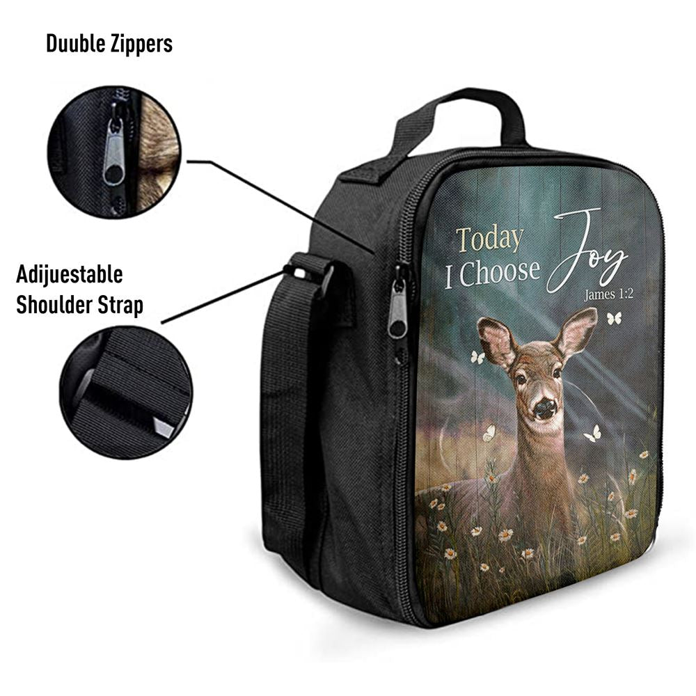 Today I Choose Joy Deer Butterfly Flower Field Lunch Bag For Men And Women, Spiritual Christian Lunch Box For School, Work