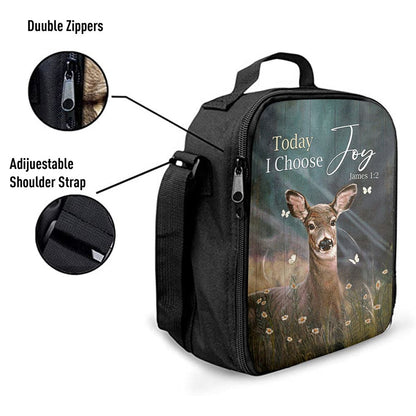 Today I Choose Joy Deer Butterfly Flower Field Lunch Bag For Men And Women, Spiritual Christian Lunch Box For School, Work
