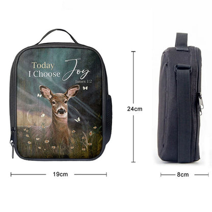 Today I Choose Joy Deer Butterfly Flower Field Lunch Bag For Men And Women, Spiritual Christian Lunch Box For School, Work