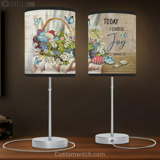 Today I Choose Joy Easter Egg Beautiful Flower Blue Butterfly Table Lamb Art - Christian Lamb Gift Decor - Bible Verse Table Lamb