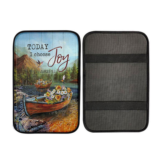 Today I Choose Joy Fishing Boat Flower Hummingbird Car Center Console Cover, Christ Car Interior Accessories