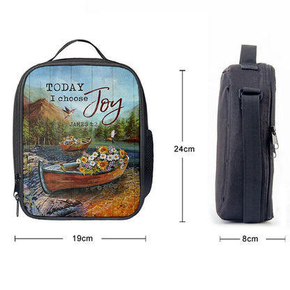 Today I Choose Joy Fishing Boat Flower Hummingbird Lunch Bag For Men And Women, Spiritual Christian Lunch Box For School, Work